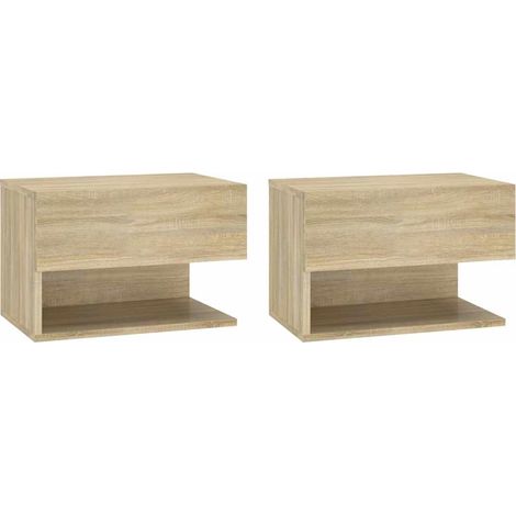 Maison Exclusive - Wand-Nachttische 2 Stk. Sonoma-Eiche (1/5)