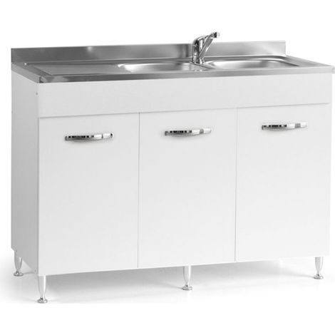 Küchenspüle mit 3 Türen Reversible weiß Cm 120x50xH 85