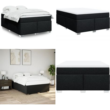 vidaXL Boxspringbett mit Matratze Schwarz 140x200 cm Stoff (1/5)