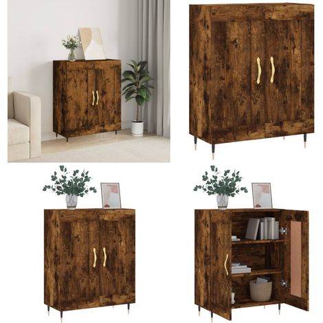 Sideboard Räuchereiche 69,5x34x90 cm Holzwerkstoff - Holzschrank - Wohnzimmer Schrank (1/5)