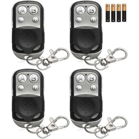 4 Pièces Telecommande Universelle Portail, Télécommande Garage Portail Universelle, Clonage de Télécommande avec 4 Touches et Fréquence Fixe 433,92 MHz pour Portes de Garage,Batterie 12 V Incluse (1/5)
