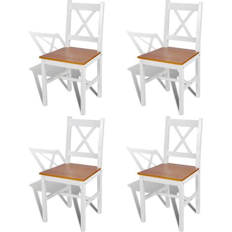 vidaXL Sillas de comedor 4 unidades madera de pino blanco (1/5)