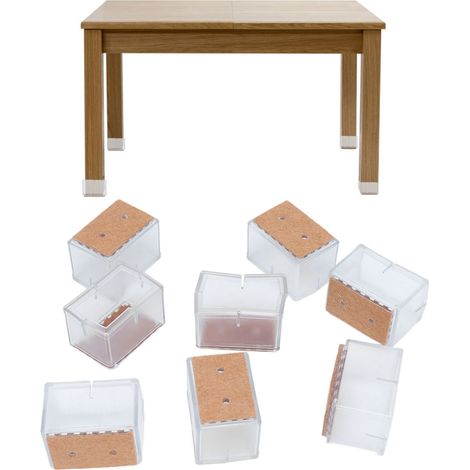 Lot de 16 patins antidérapants pour pieds de table, protections épaisses en silicone pour pieds de table et de chaise, bonne élasticité, excellente réduction du bruit, protections transparentes pour p (1/5)