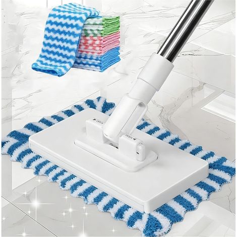 Automatic Changing Cloth Mop with 360° Rotating Head, Hands-Free Snap-Grip Design, Reusable, Disposable, Compatible, Includes 10 Cleaning and Drying Cloths