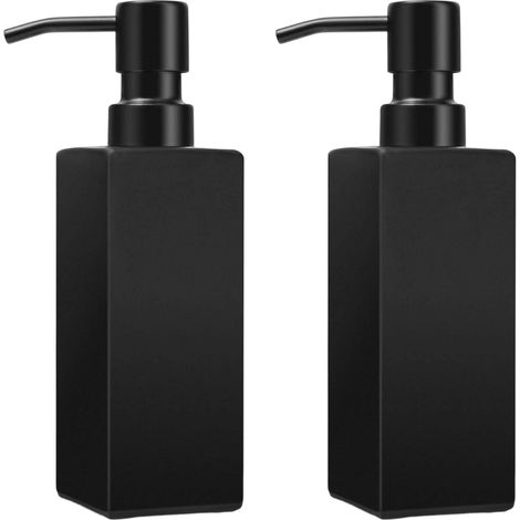 Dispensador De Jabón - Botella De Vidrio - Bomba De Acero Inoxidable - Para Gel Desinfectante Y Jabón Líquido - Negro - Unidad (1/5)