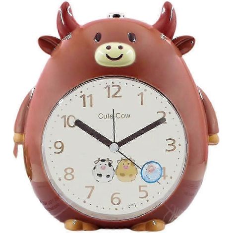 Réveil enfant, veilleuse vache mignonne, réveil de bureau pour chambre, cadeau pour écolier et enfant (marron) 25-26 marron