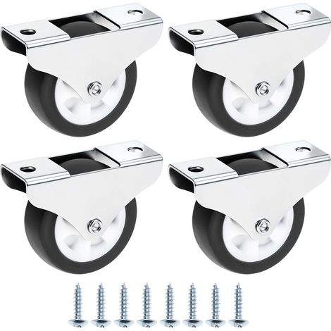 ® Lot de 4 Roulettes Fixes Ø 50, Roulement en TPR pour Chariots, Meubles et Établis – Roulettes de Transport avec Plaque de Montage, Total Capacité 60kg (1/5)