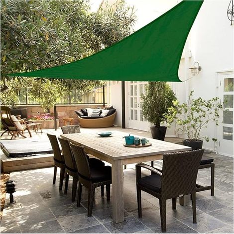 Dreieckige Segelmarkise aus Polyester, 5 x 5 x 5 Meter, grün 150 g/m2 UV für den Garten
