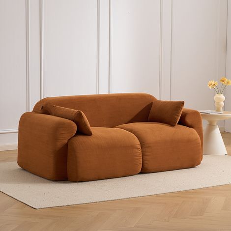 Zweisitzer Sofa Cord skulptural, Braun, 186x95x76 cm (1/5)