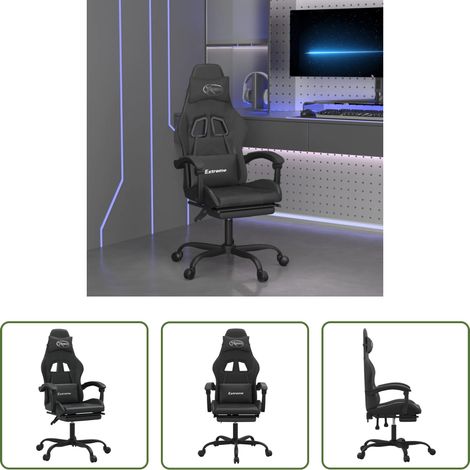 Gamingstuhl mit Fußstütze - Gaming-Stuhl mit Fußstütze Drehbar Schwarz Kunstleder (1/5)