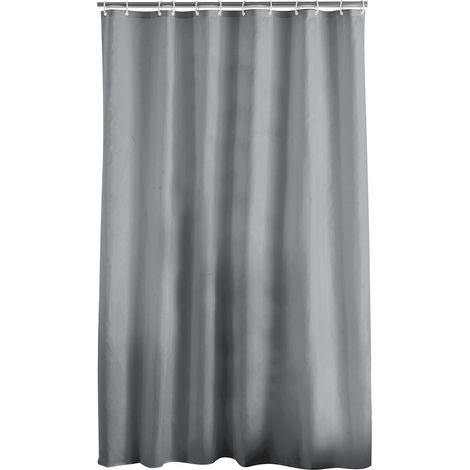 Douceur d'Intérieur 1800695 - Tenda da doccia con ganci, in poliestere, 180 x 200 cm, colore: Antracite