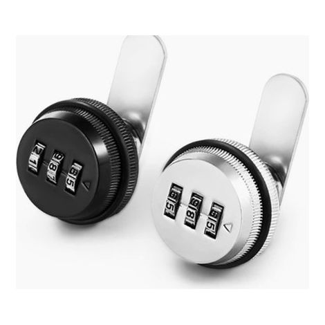 Cerradura giratoria de combinación, Cerradura para armario/archivador, Cerradura para cajones, Cerradura antirrobo, Negro (20 mm) + Plata (30 mm) (1/4)