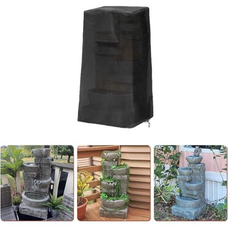Gartenbrunnenabdeckung – Wasser- und staubdicht, silberfarbenes Oxford-Gewebe – Robuster Schutz für Gartenfiguren (84 x 47 x 47 cm) inklusive Aufbewahrungstasche (1/5)