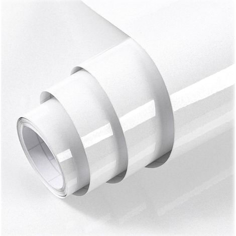 Beijiyi – Papier adhésif pour meuble blanc brillant 40x300cm – Imperméable vinyle autocollant – Pour surfaces lisses et plates – Facile à nettoyer