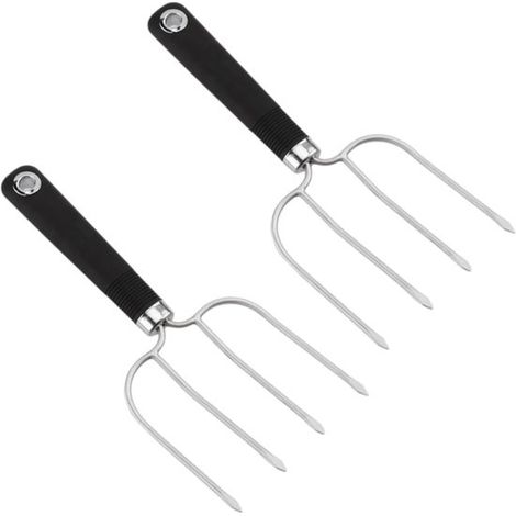 tenedores de acero inoxidable para pavo，tenedores para asar a la barbacoa con 4 puntas de espátula (1/2)