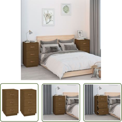 The Living Store Nachttische 2 Stk. Honigbraun 40x40x75 cm Massivholz Kiefer - Nachttisch - Massivholzmöbel - Kiefernholz - Wohnzimmermöbel - Schlafzimmerschrank (1/5)