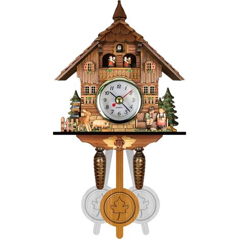 Horloge murale Cuckoo CM010 style nordique rétro en bois, mouvement précis, sans couvercle arrière, 26x14cm (1/5)