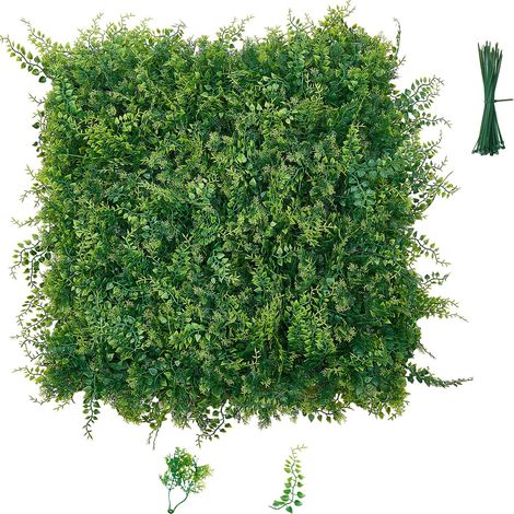 VEVOR Parete Verde Artificiale 50,8x50,8 cm, Set di 12 Pannelli in Foglie di Felce, Siepe Artificiale per Pareti e Recinzioni Decorative, Schermo Frangivista per Privacy, per Balcone Giardino Terrazzo (1/5)