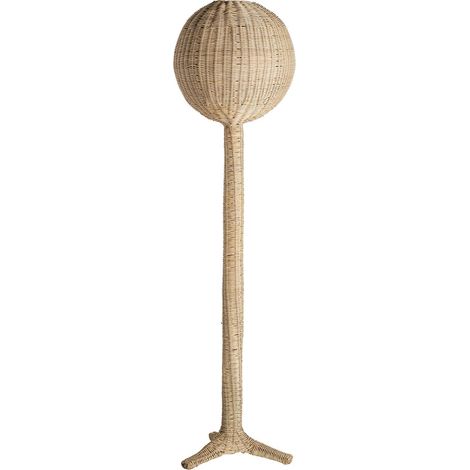 Lampe haute en rotin style boho finition naturelle brun clair - Brun clair naturel rotin (1/4)
