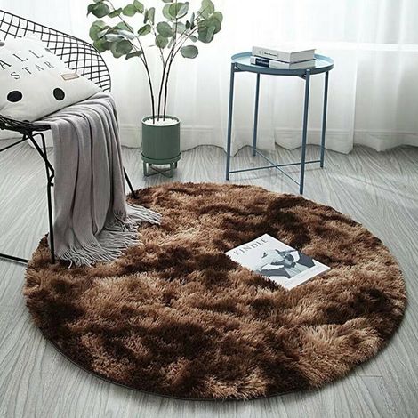 Tapis Rond Moelleux - Fourrure Synthétique Épaisse Non Dépouillante - Pour Chambre À Coucher Salon Pied Du Lit - 40 cm (1/5)