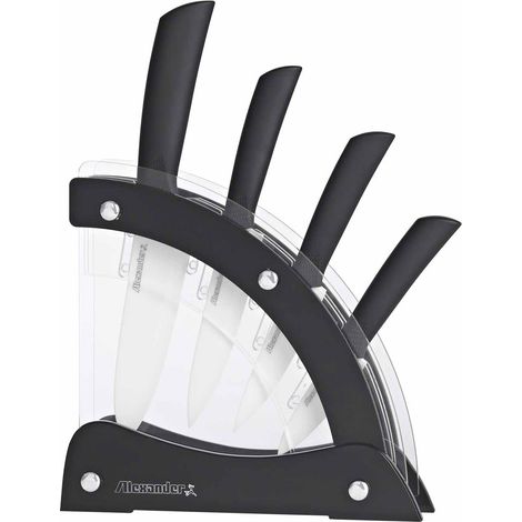 Ceppo con 4 Coltelli in Ceramica Alexander Vela Nero (1/2)