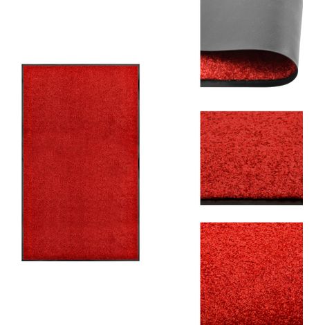 Paillasson lavable Rouge 90x150 cm - Tapis D'entrée - Paillasson Extérieur - Paillasson Intérieur - Tapis Absorbant - Tapis Lave-linge (1/5)