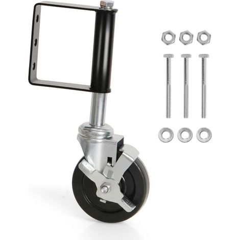 Eosnow Roulette de portail de 4 pouces, roulement de 330 lb, roue réglable à ressort à 360°, avec frein, pour atelier, entrepôt (1/4)