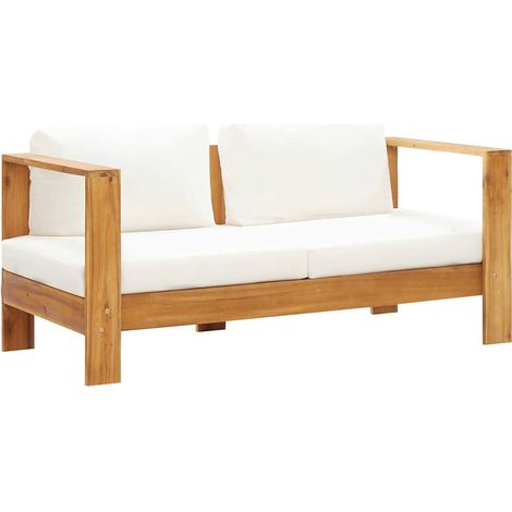 Sedia da Giardino con Cuscino 140 cm Bianco Crema Legno Acacia vidaXL (1/5)