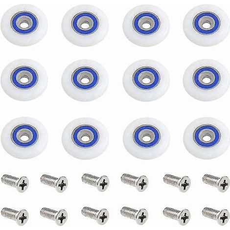 Roulettes pour portes de douche, pour le remplacement dans les parois de douche coulissantes en verre, adaptées à la réparation des systèmes coulissants.-AquaForge (1/4)
