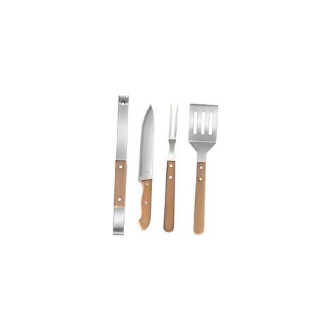 Kit Ustensiles de Barbecue Acier Inoxydable avec Manches Bois Pratiques pour Camping et Cuisine Extérieure Spatule Pince Fourchette et Couteau Ergonomiques Résistants et Faciles à (1/5)