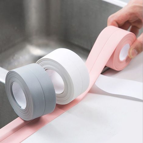Selbstklebende weiße Silikondichtung für Badezimmer, wasserdichter PVC-Streifen, schimmelresistent, Duschdichtung für Küche und WC, 2 Stück (braun) (1/5)