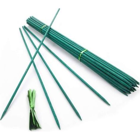 Lot de 50 tuteurs de plantes en bambou de 45 cm avec 50 liens métalliques pour la maison, le jardin, les plantes grimpantes (1/5)