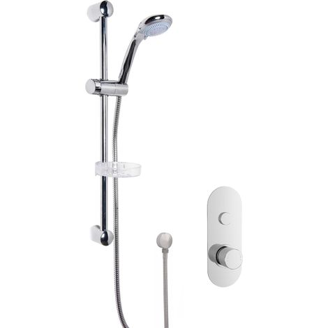 Shower Bundle Concealed Round Push 1 Button Valve & Multi Function Handset Slide Rail Kit - Chrome Balterley