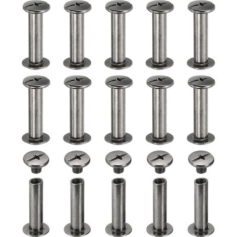 Vis Chicago, 60 Jeux M5 x 20mm En Acier Au Carbone Tête Phillips Rivets À Vis Fixation Boulons Post Clou Rivet Ceinture En Cuir Sac À Dos Reliure Livre, Noir (1/5)