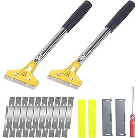 2 grattoirs à papier peint avec 20 pièces de rechange, kit de décollage de papier peint 30 x 10 cm avec manche en caoutchouc, spatule à papier peint avec manchon de protection pour retirer la colle de
