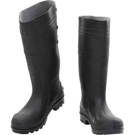 Bottes en caoutchouc noir, pointure 39, PVC (1/5)