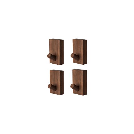TAISHENGDA Lot de 4 Crochets Muraux en Bois Massif – Bois de Hêtre et Noyer Noir, Sans Perçage (1/5)