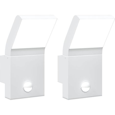 Lot de 2 appliques murales LED extérieures avec capteur PIR 10 x 15 x 22 cm en aluminium blanc (1/5)