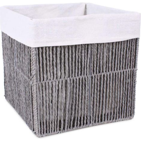 Cesto cubo pieghevole in carta grigia foderato, 30x30x30 cm (kit da 3) (1/4)