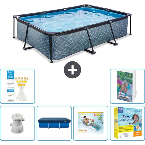 Exit Pool Rechteckig - Steinoptik - 300x200x65 cm - 7-teilig S309