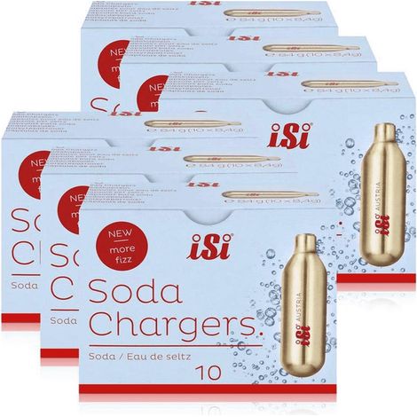 iSi Soda Chargers Sodakapseln 10 Kapseln - Für sprudelndes Wasser 84g (6er Pack)