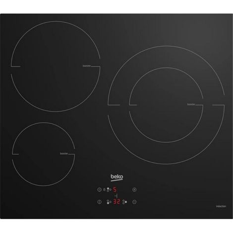 Beko – Plaque induction 3 foyers 60 cm – Verre noir – Puissance 7200 W – Commande tactile – Sécurité enfant – Fonction Boost (1/4)