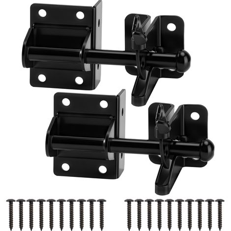 Loquet de portail autobloquant, loquet à levier automatique par gravité pour poteau de clôture en bois, loquet de porte pour sécuriser piscine, jardin, abri de jardin, abri de jardin, revêtement en (1/5)