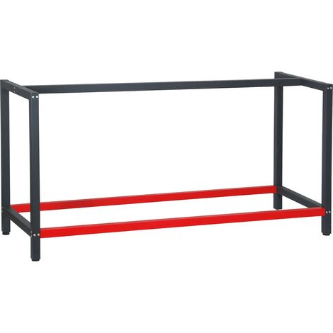 Pata para banco de trabajo 175 cm rojo antracita soporte de acero embalaje de oficina taller 160002510