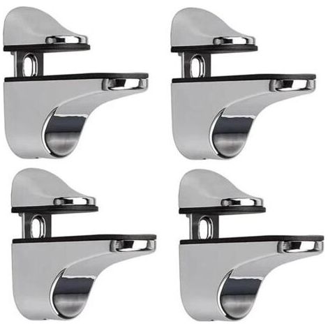 Support D'étagère en Verre Réglable, 4 Pcs Support D'étagère en Verre, Pince en Verre à Fixation Murale, Support pour Étagères en Verre, pour Tablette Verre
