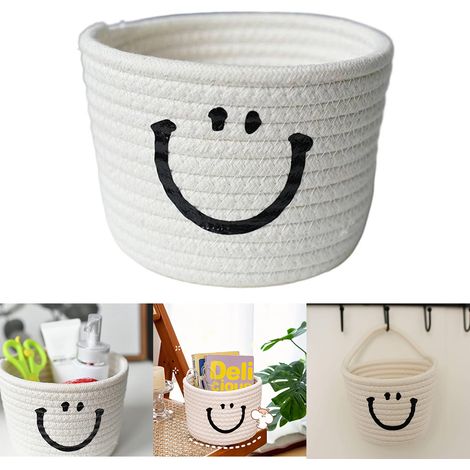Panier de rangement accroché au mur, panier de rangement pour salle de bain, panier de rangement divers pour pinceaux de maquillage, panier tissé (1/5)
