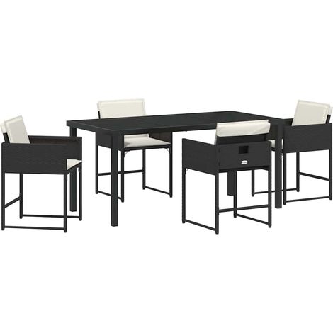 Ensemble de salle à manger pour jardin 5 pcs,Salon de jardin Noir polyrotin CFW30175 (1/5)