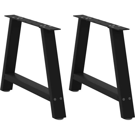 Pieds de table basse en A, 2 pièces, acier thermolaqué noir, 60 x (42-43) cm - PANGIVO (1/5)