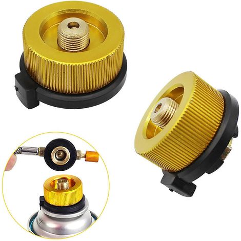 Adaptateur pour bouteille de gaz de camping en 2 pièces, adaptateur de conversion de gaz, connecteur de buse, adaptateur de valve pour réchaud à gaz, compatible avec les bouteilles de butane et interf (1/5)