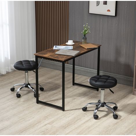 2er-Set Rollhocker Ø35,5x48-63 cm Schwarz aus Kunstleder höhenverstellbar mit Rollen (1/5)